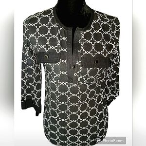 Work Elegant cotton‎ Top Sz Small Black/White